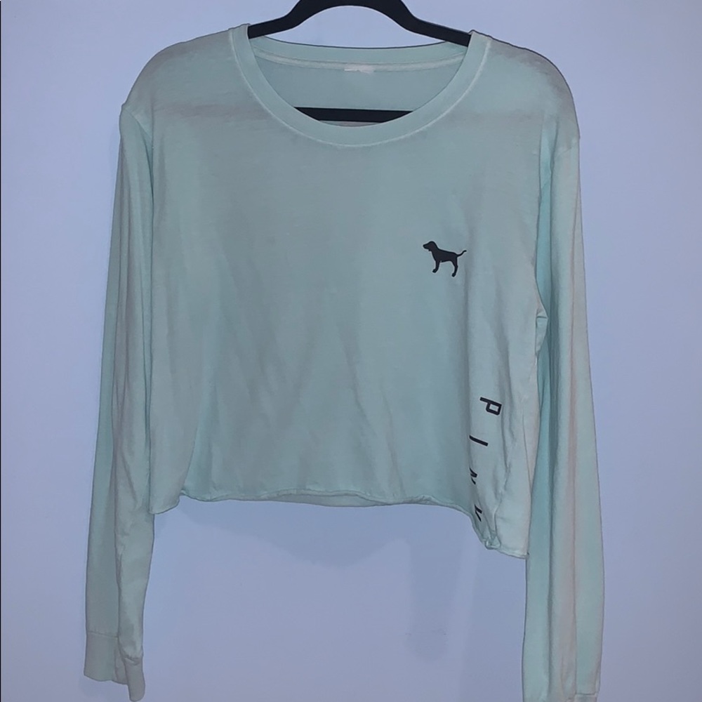 Pink Victorias Secret Long Sleeve Crop Tee Mint